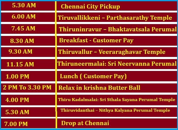 Chennai Divya Desam Tour Plan