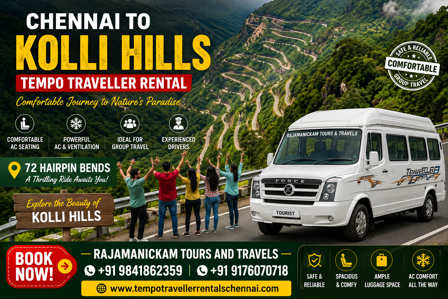 Chennai to Kolli Hills Tempo Traveller Chennai to Kolli Hills Tempo Traveller